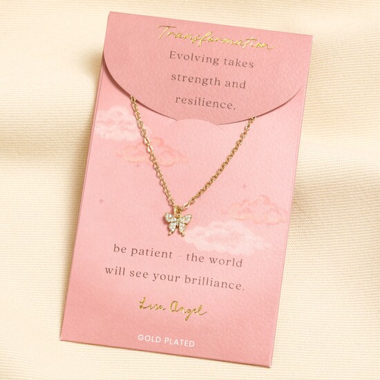 Gold Butterfly Carded Necklace 