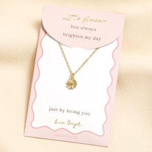 Gold Daisy Flower Carded Necklace 