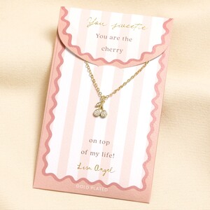 Gold Cherry Carded Necklace 