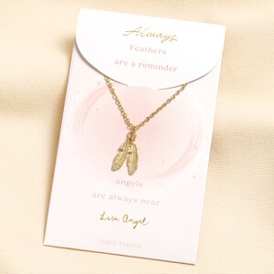 Gold Feather Carded Necklace 