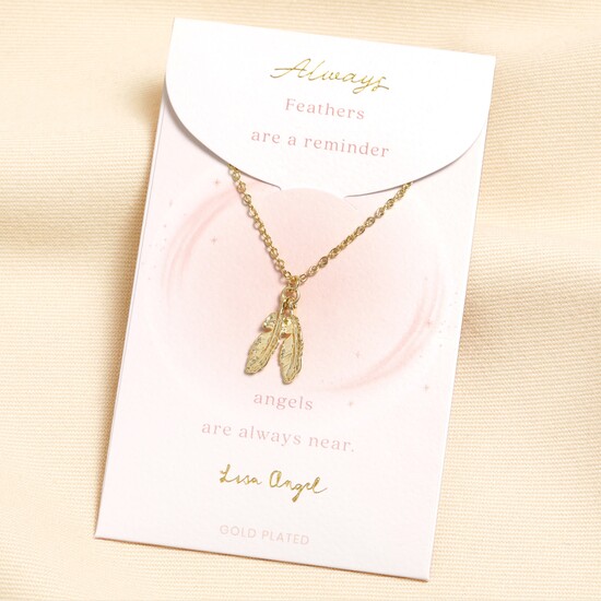 Gold Feather Carded Necklace 