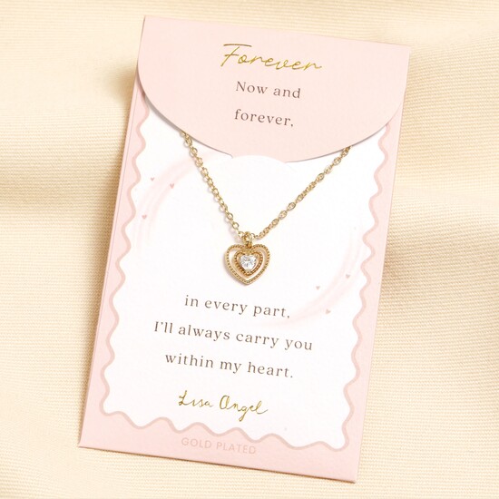 Gold Heart Carded Necklace 