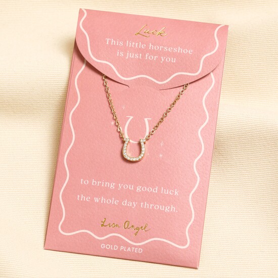 Gold Horseshoe Carded Necklace 