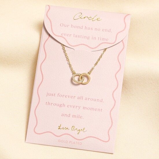 Gold Interlocking Circle Carded Necklace 