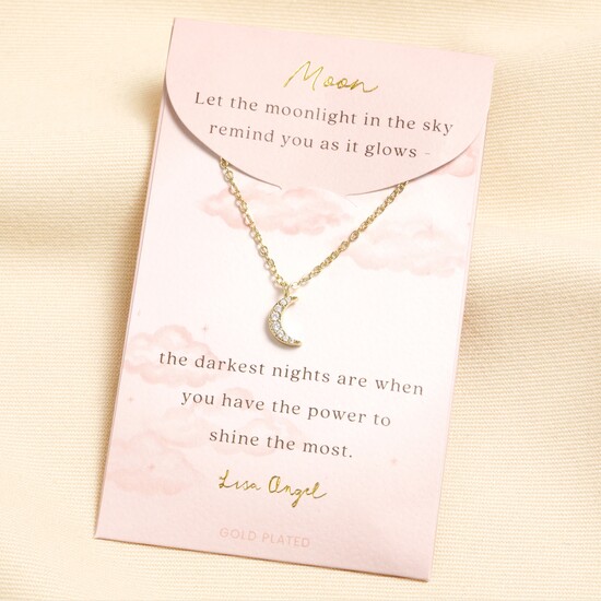 Gold Moon Carded Necklace 