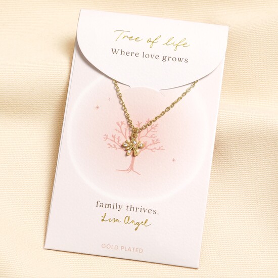 Gold Diamonte Carded Tree Necklace