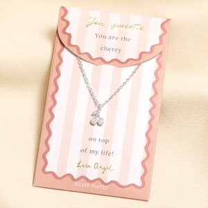 Silver Cherry Carded Necklace 