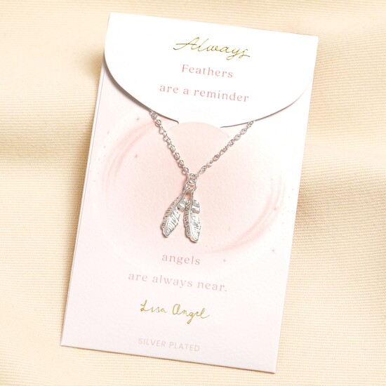 Silver Feather Carded Necklace 