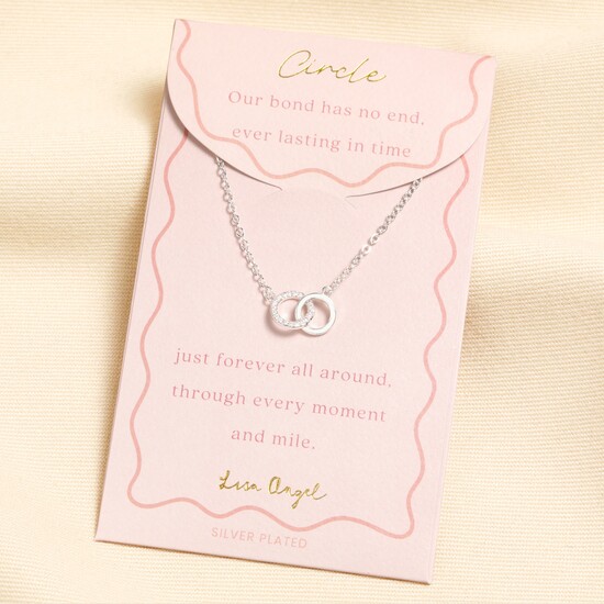 Silver Interlocking Circle Carded Necklace 