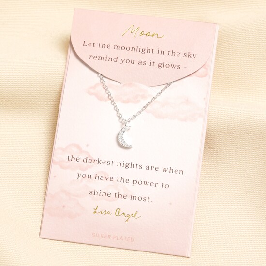 Silver Moon Carded Necklace 