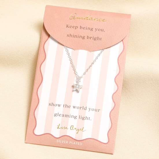 Silver Star Carded Necklace 