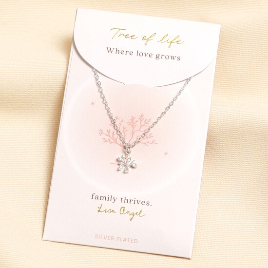 Silver Diamonte Carded Tree Necklace