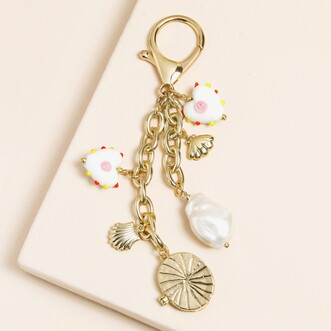 Pearl Heart and Shell Charm Keyring and Bag Charm