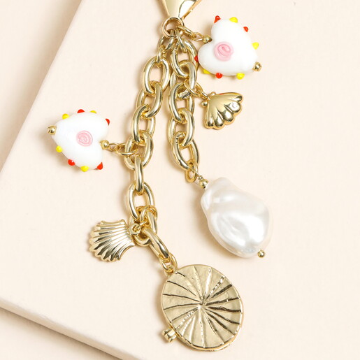 Pearl Heart and Shell Charm Keyring and Bag Charm Pearl Heart and Shell Charm Keyring and Bag Charm