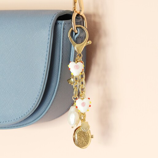 Pearl Heart and Shell Charm Keyring and Bag Charm Pearl Heart and Shell Charm Keyring and Bag Charm
