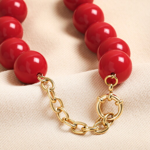 Red Heart Charm Beaded Necklace Red Heart Charm Beaded Necklace