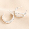 Stainless Steel Hammered Illusion Hoop Earrings in Silver