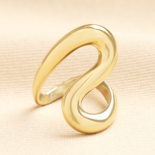 Stainless Steel Statement Swirl Ring in Gold