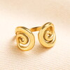 Stainless Steel Swirl Adjustable Ring in Gold