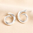 Stainless Steel Swirl Hoop Earrings in Silver