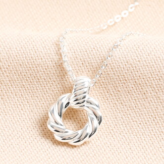 Sterling Silver Halo Knot Pendant Necklace