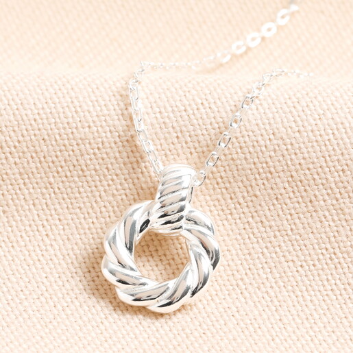Sterling Silver Halo Knot Pendant Necklace