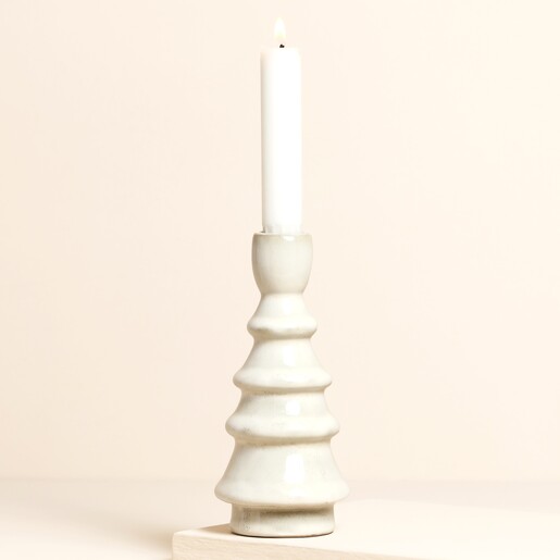 Glazed Cream Ceramic Candle Holder