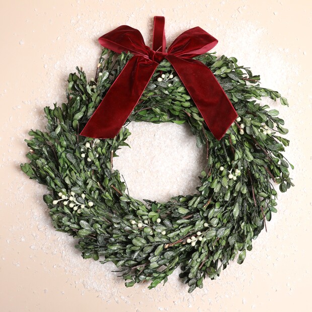 Large Mistletoe Wreath with Red Bow