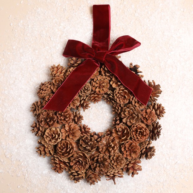 Medium Pinecone Wreath with Bow