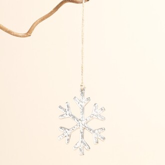 Textured Silver Snowflake Hanging Decoration