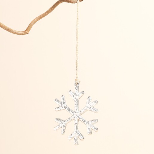 Textured Silver Snowflake Hanging Decoration 