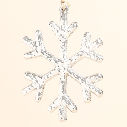 Textured Silver Snowflake Hanging Decoration 