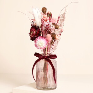Mulberry Dried Flower Posy in Vase