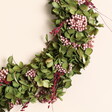 Preserved Flower Olive Green Hydragena and Pink Berry Wreath