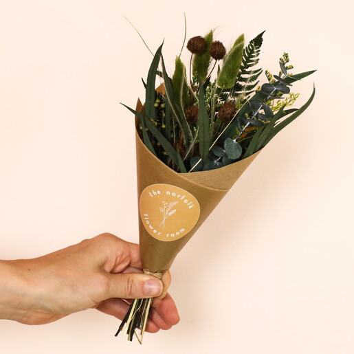 Woodland Dried Flower Posy with Vase