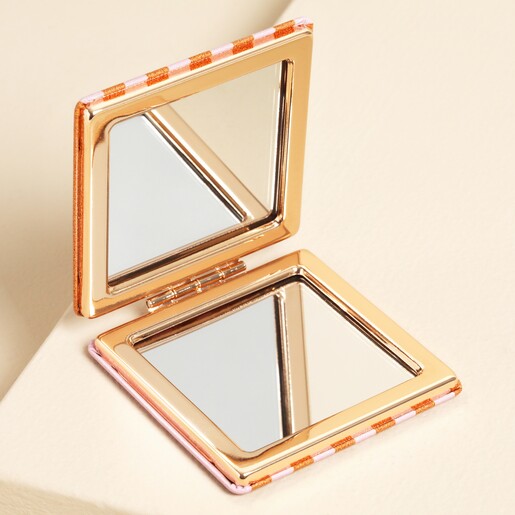 Red and Pink Striped 'You are Loved' Compact Mirror