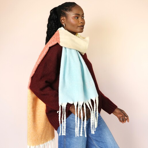 Personalised Colour Block Winter Scarf on Model