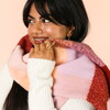 Burgundy and Peach Check Winter Scarf