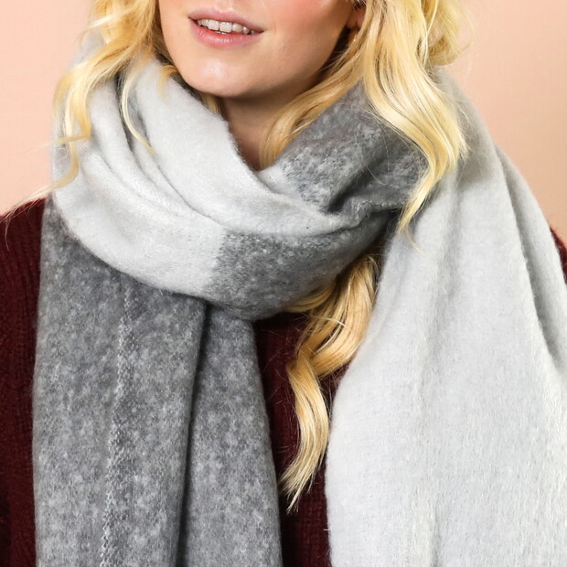 Grey Two Tone Winter Scarf