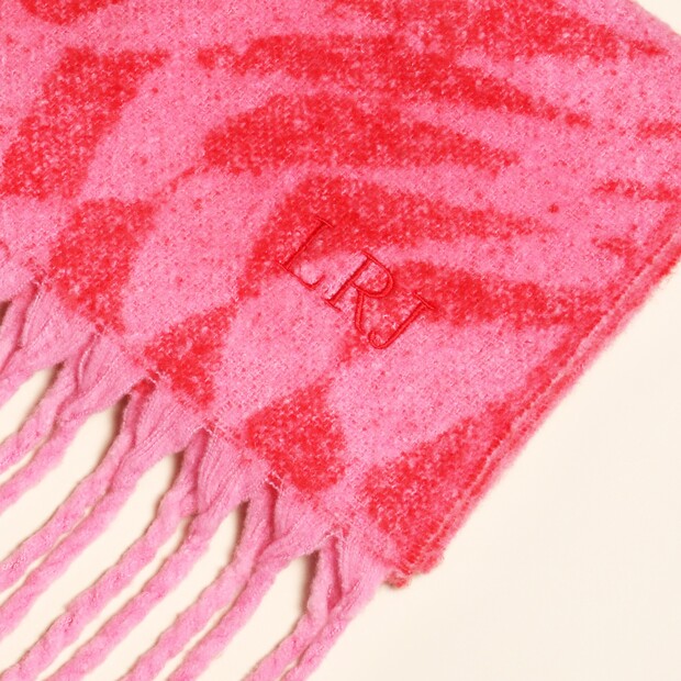 Personalised Pink and Red Wavy Checkerboard Winter Scarf