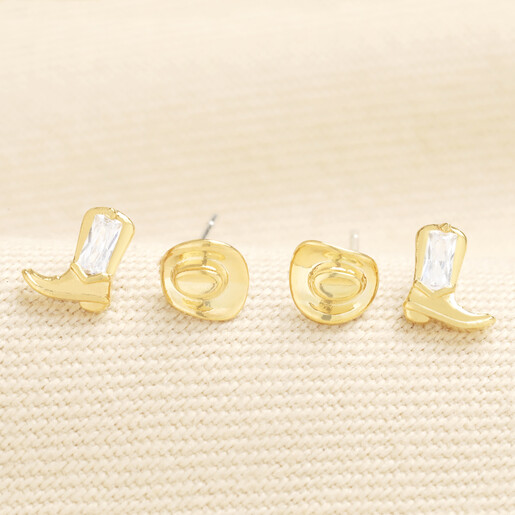 country-inspired stud earrings in gold