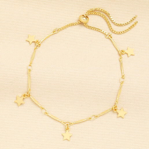 gold bracelet with sliding bead closure