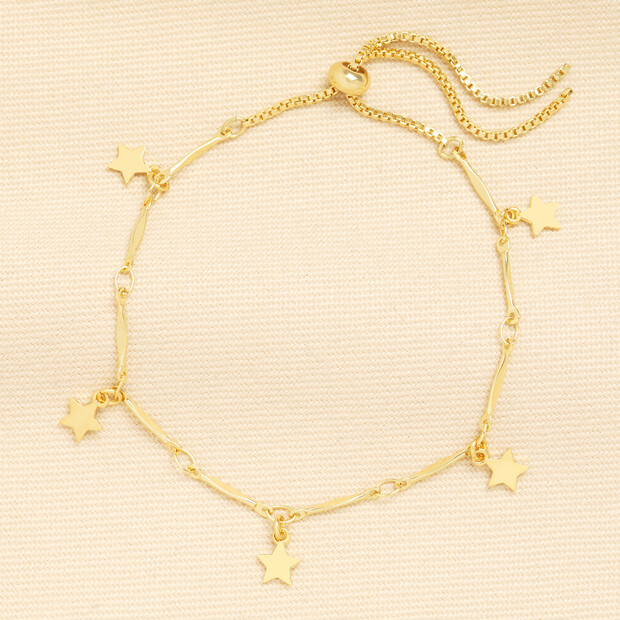 Multi Star Charm Bracelet in Gold