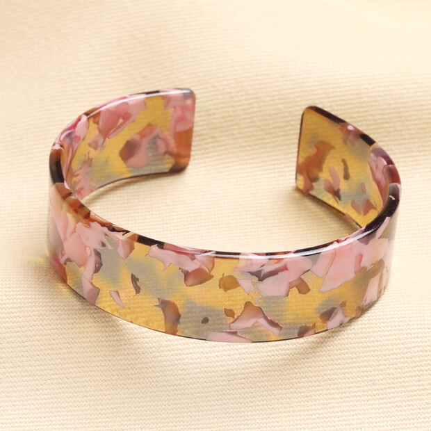 Pink Tortoiseshell Resin Cuff Bracelet