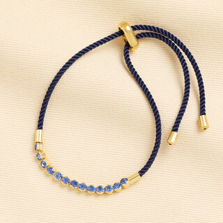 Navy Crystal Rope Bracelet in Gold