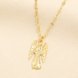 Vintage Style Angel Pendant Necklace in Gold