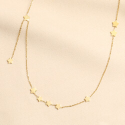 Stainless Steel Star Chain Necklace in Gold
