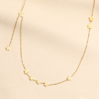 Stainless Steel Star Chain Necklace in Gold