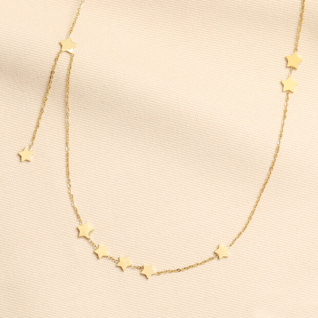 Stainless Steel Star Chain Necklace in Gold