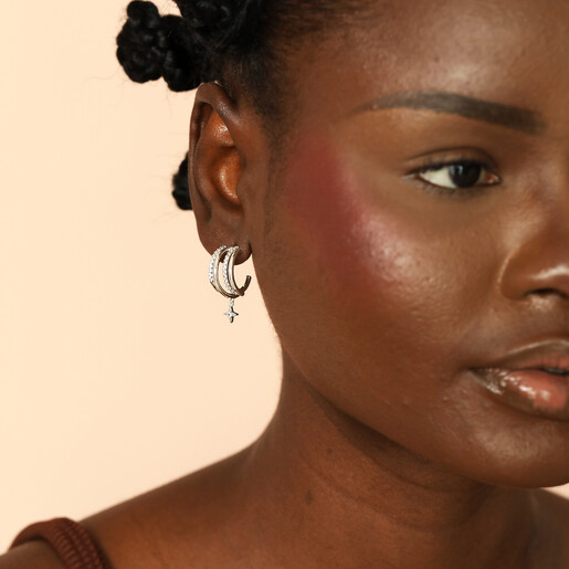 celestial illusion hoops in silver